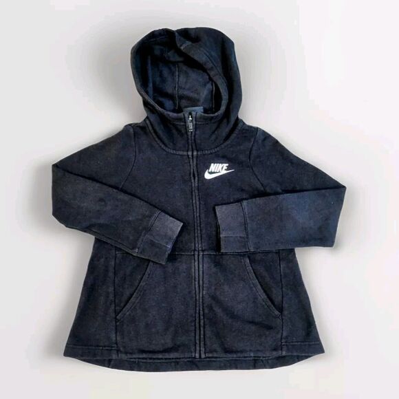 Nike Girls Full Zip Hoodie Jacket Black Size Small Sweater Comfortable And Cool - Picture 1 of 15
